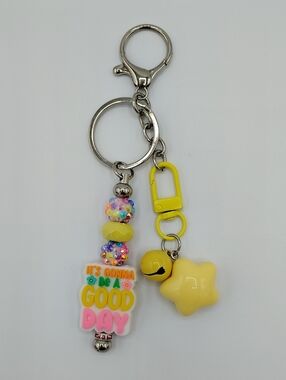 Handcrafted Inspirational Yellow Star & Silicone Bead Keychain/Bag Charm